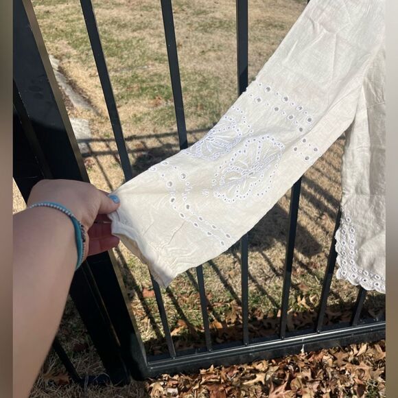 J Crew Bungalow Embroidered Linen Top NWT - Picture 5 of 8